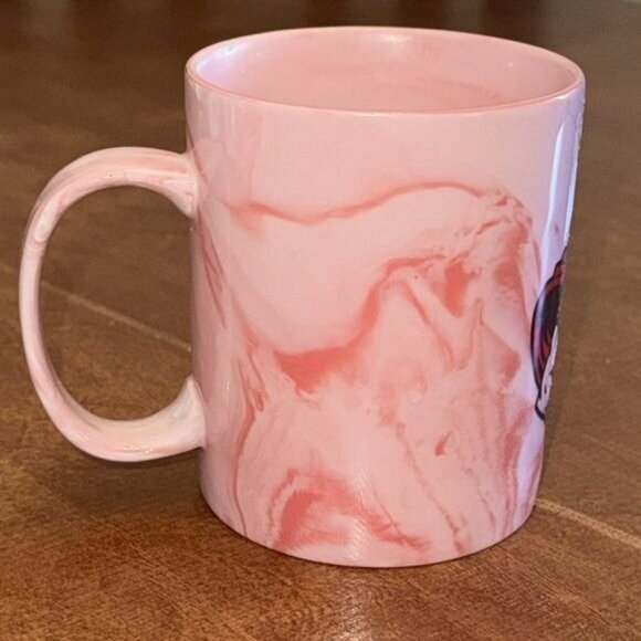 Pink & White Marble Mug With Spartan Warrior Design - Picture 2 of 5